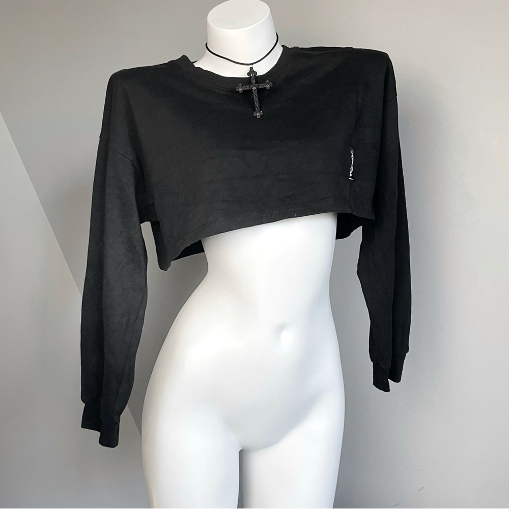 Y2K Black Streetwear Cropped Sweater